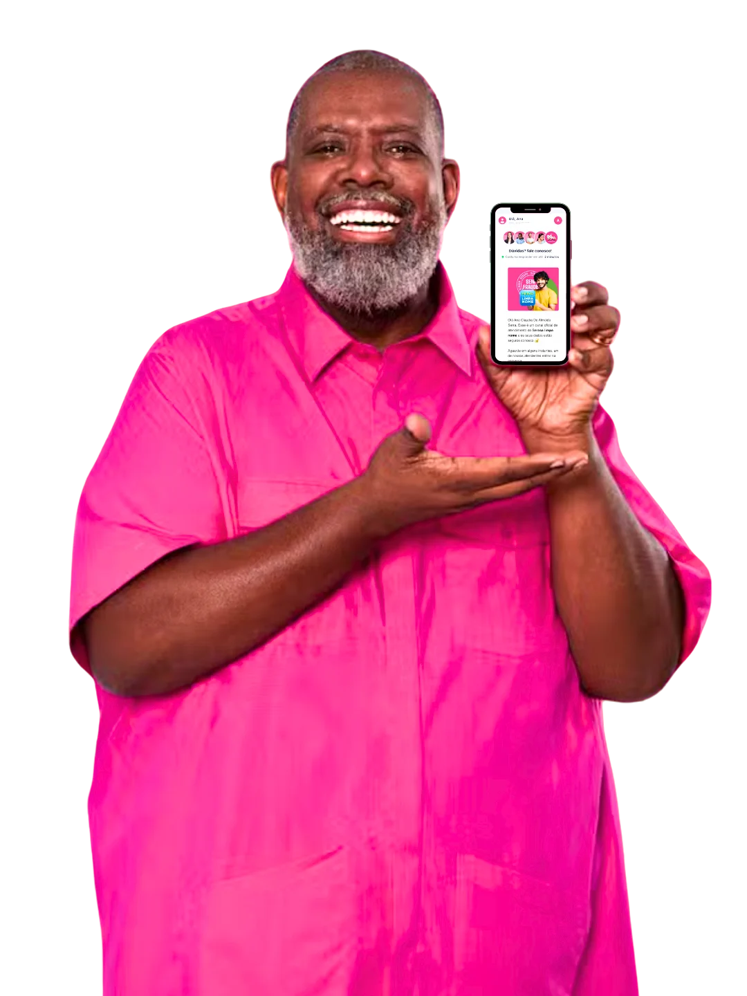 Pessoa feliz com celular